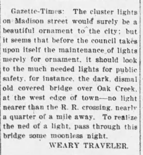 Oak Creek, Benton Co., 2/21/1913